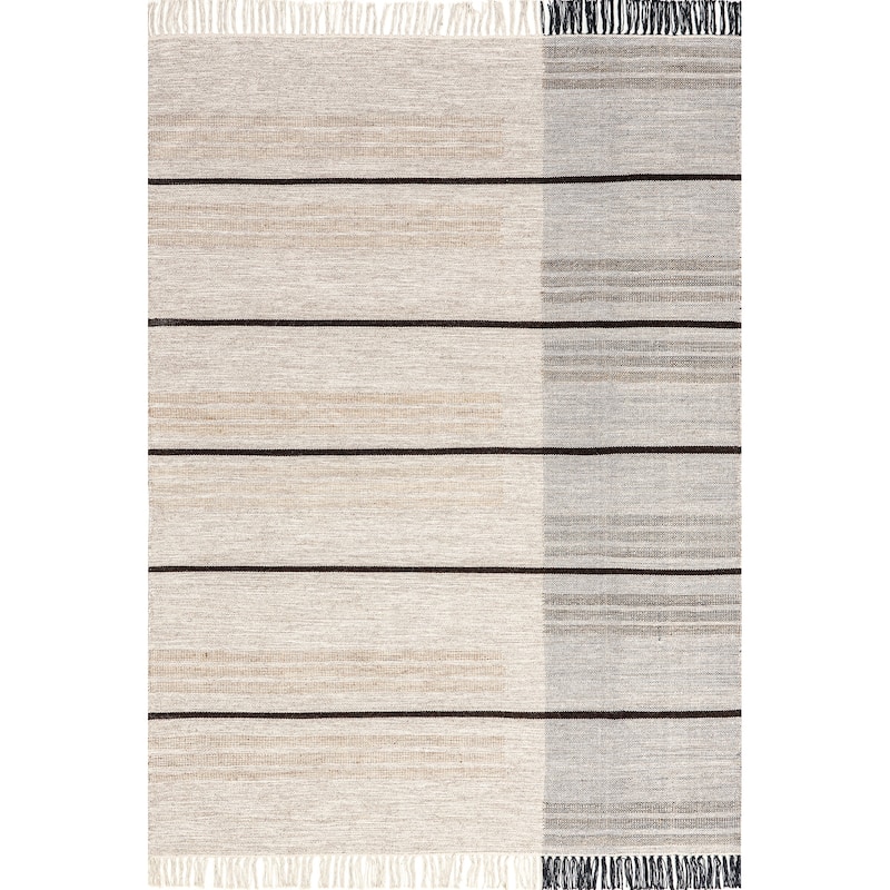 Nuloom Nicky Contemporary Striped Wool Tassel Area Rug