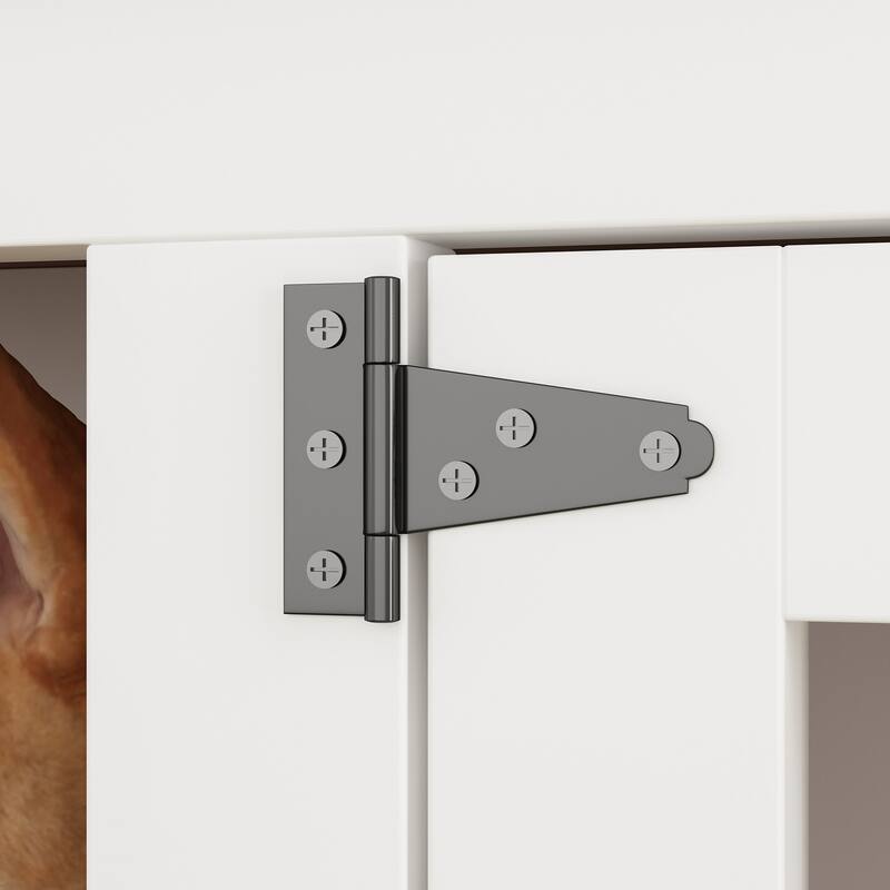 Wooden Dog Crate Furniture for 2 Large Dogs Indoor Pet Crate with Feeding Drawers Top Storage