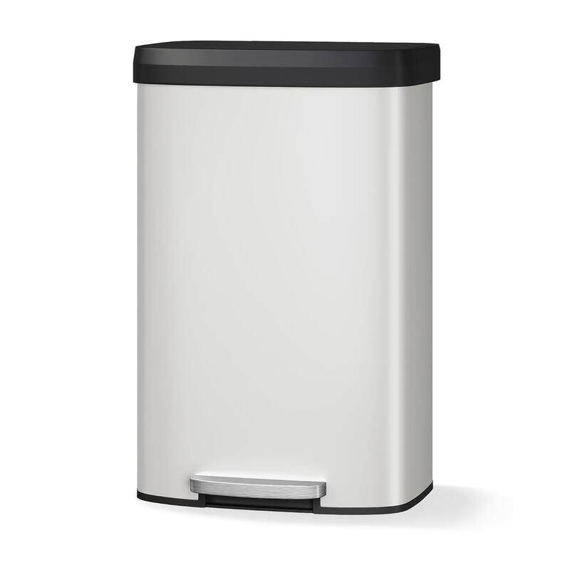 21 Gallon / 80 Liter Stainless Steel Trash Can,For Office, Bathroom, Dining Room - White