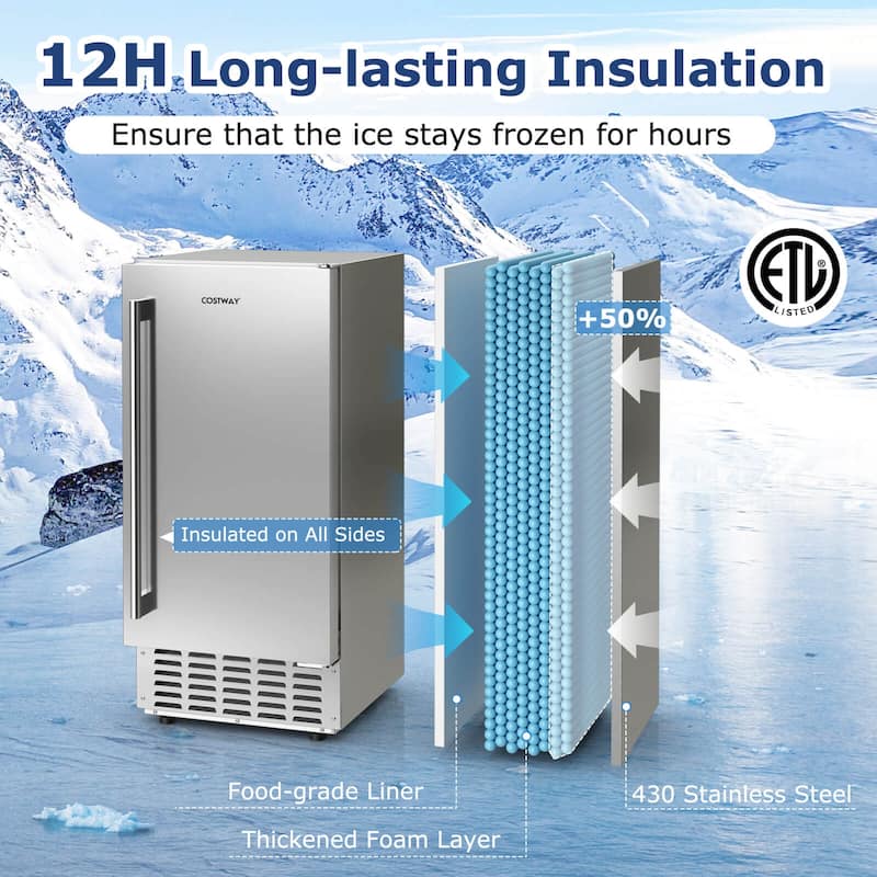 Costway Under Counter Nugget Ice Maker with Self-Cleaning 80 lbs/Day - See Details