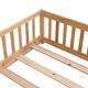 preview thumbnail 15 of 19, Twin Size Floor Bed with Door,Solid Wood Platform Bed Frame with Fence