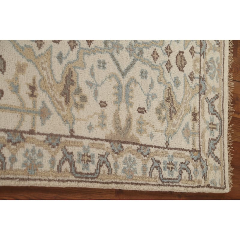 Beige / Ivory Oushak Runner Rug Handmade Oriental Wool Carpet - 2'7"x 11'11"