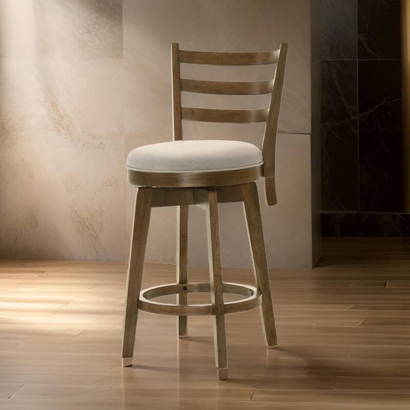 Fila 26 Inch Counter Height Swivel Stool Chair, Padded Seat, Brown