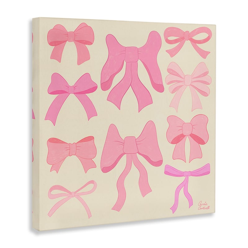 Stupell Trendy Pink Bows Assortment Canvas Wall Art Design By Carrie Cantwell