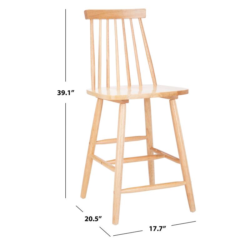 SAFAVIEH Zillah 24-inch Spindle Farmhouse Counter Stool (Set of 2) - 17.7" x 20.5" x 39.1" - 18"W x 21"D x 39"H