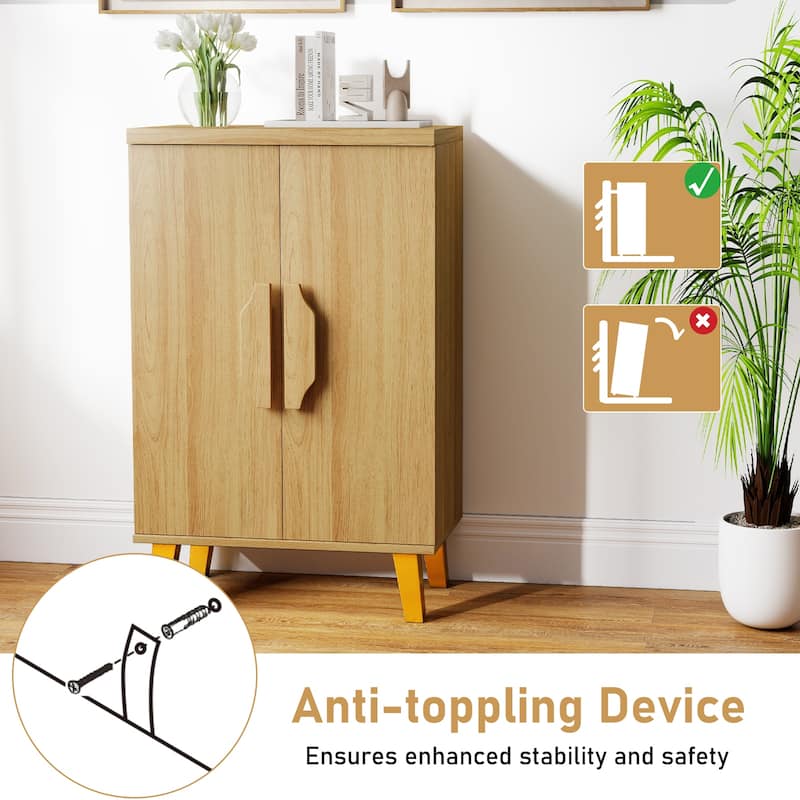 Gymax Buffet Cabinet Storage Cabinet w/ Double Doors & 3 Detachable