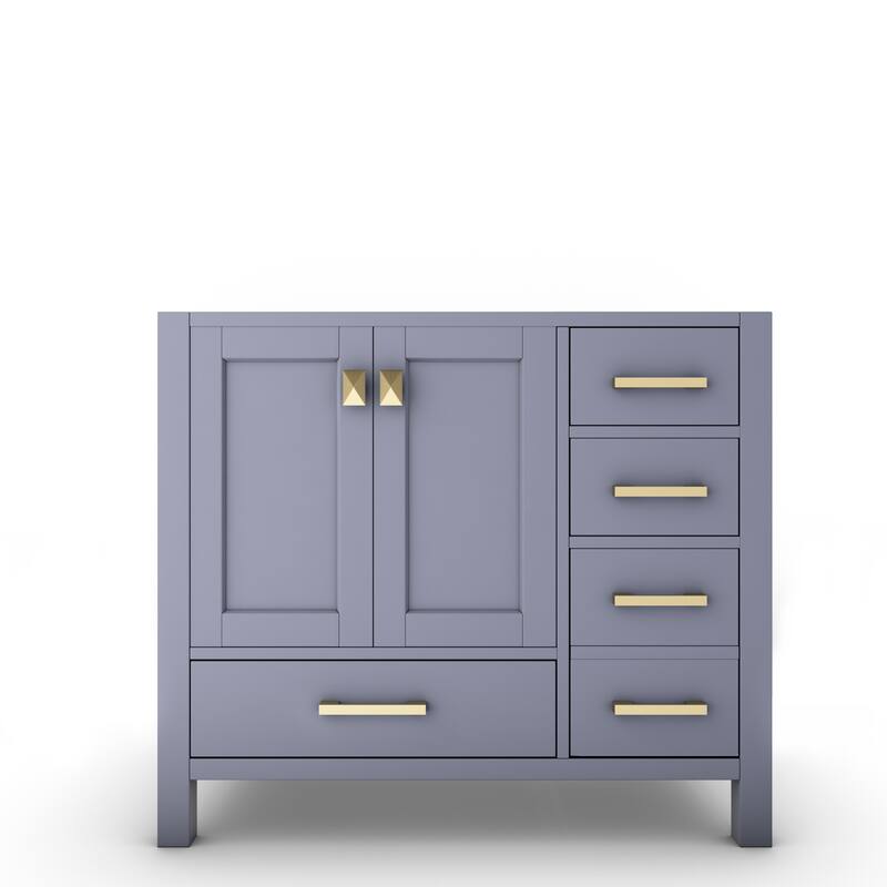 Yamyam 35" Single Bathroom Vanity Base Only - Grey - Gold Finish