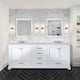 Dukes 80 in. W x 22 in. D Navy Blue Double Bath Vanity, Carrara Marble Top, Faucet Set, and 30 in. Mirrors