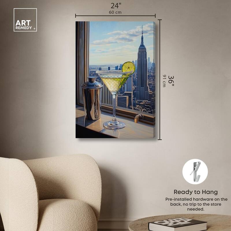 Classy Drink in NYC Canvas by Art Remedy, Gallery Wrapped