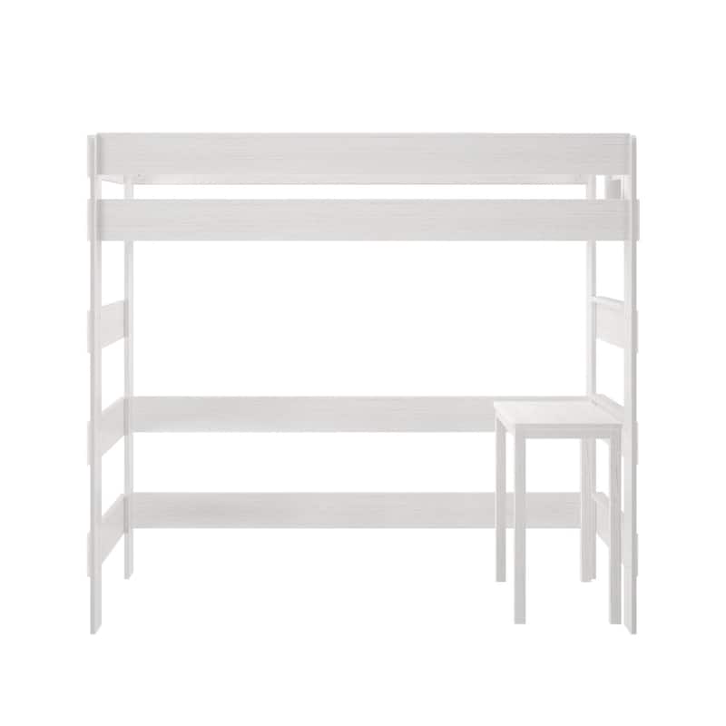 Max and Lily Farmhouse Twin-Size High Loft Bed with Desk