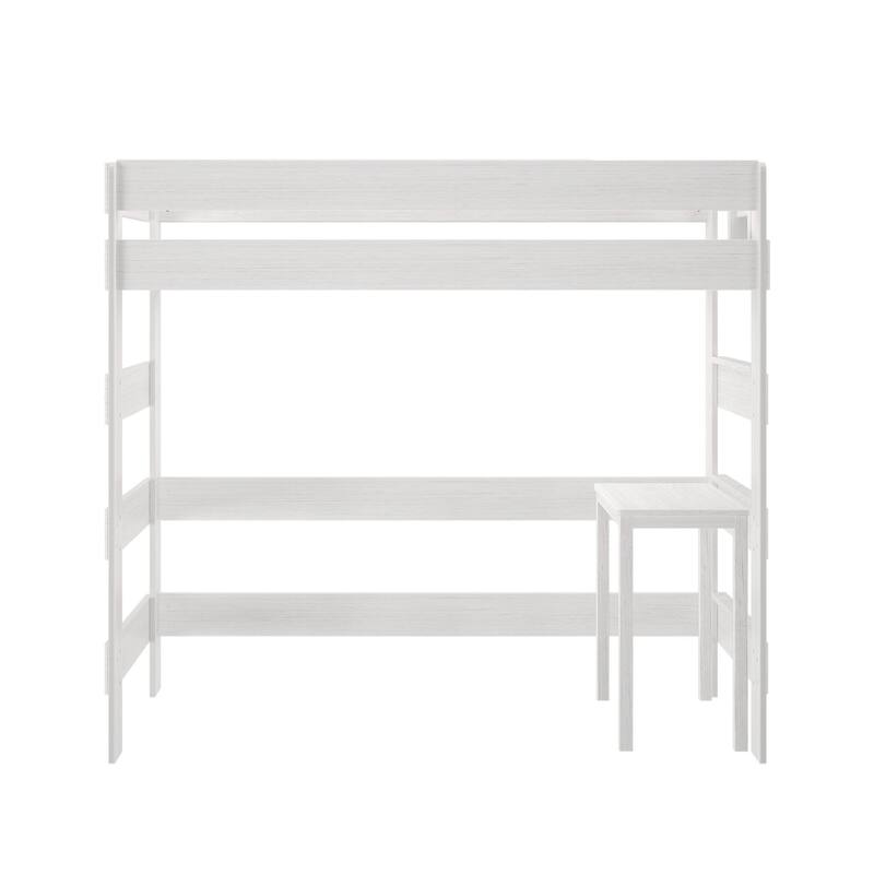 Max and Lily Farmhouse Twin-Size High Loft Bed with Desk