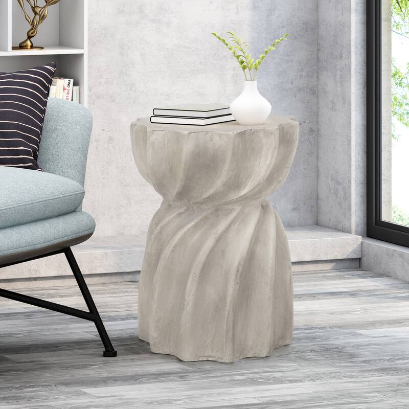 Modern Outdoor Side Table with Sunburst Top Hourglass Shape