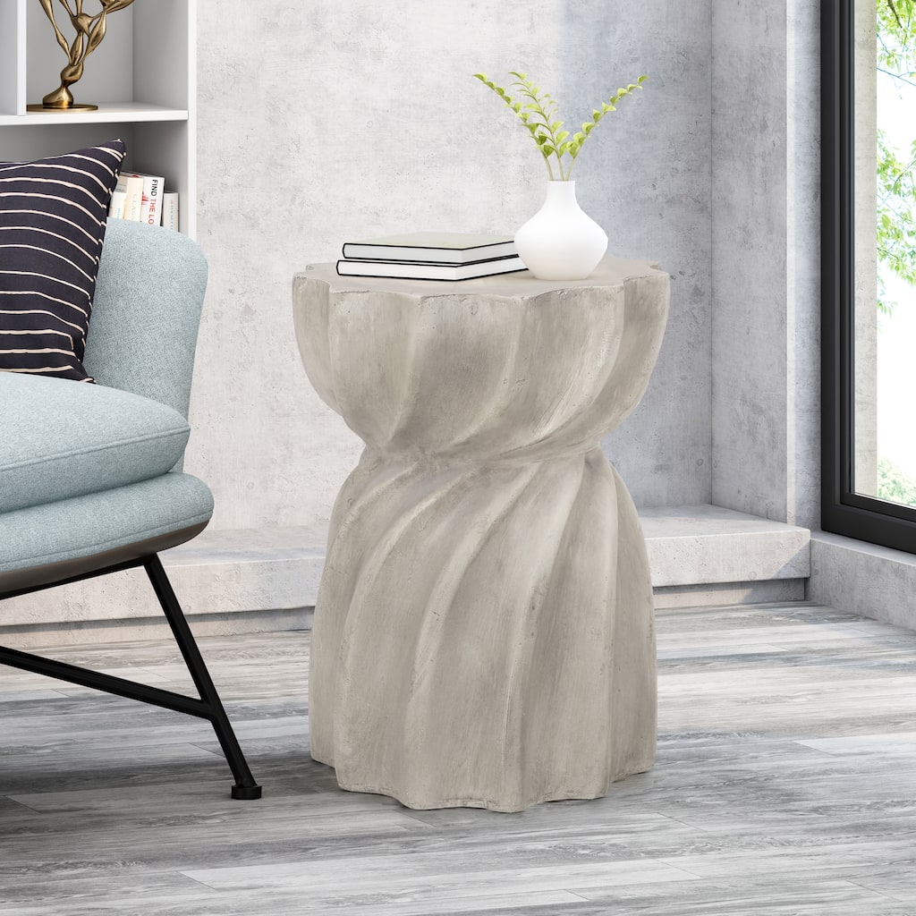 Modern Outdoor Side Table with Sunburst Top Hourglass Shape