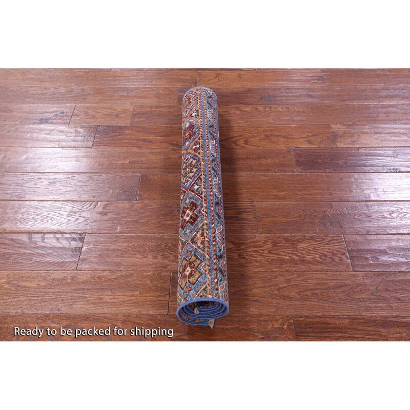 Golden Nile Blue Khorjin Persian Gabbeh Hand Knotted Wool Rug - 2' 10" X 4' 0"