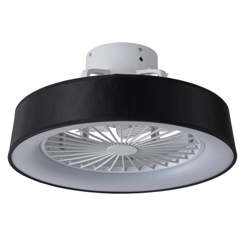 19 in. Rustic Wheel Round Fabric/ Woven Rope Fandelier 7-blade Cylinder Integrated LED Ceiling Fan with Remote Control