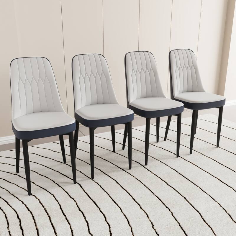 5-Piece Dining Cream MDF Table and 4 Ergonomic PU Chairs Set with for Dinners and Gatherings
