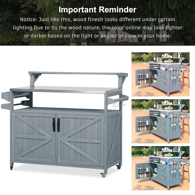 Outdoor Kitchen Island Rolling Grill Cart Sideboards Prep Table