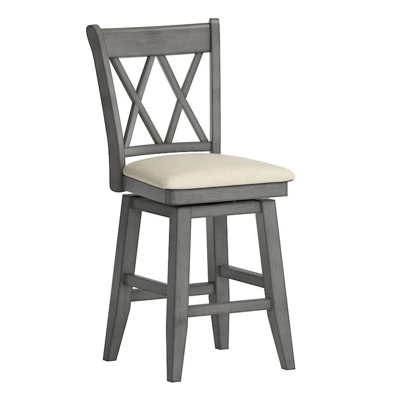 Eleanor Double X Back Wood Swivel Bar Stool by iNSPIRE Q Classic - Counter Height - Antique Grey