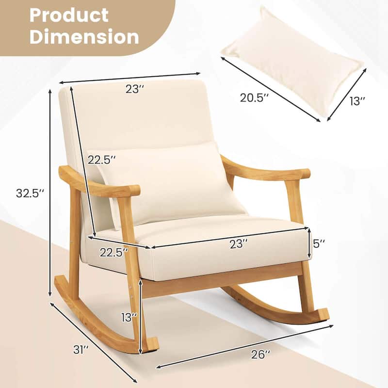 1/2 pcs Modern Rocker Upholstered Rocking Chair w/ Wood Frame