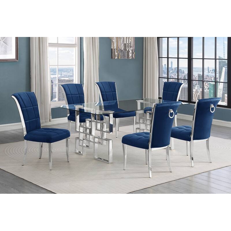 Best Quality Furniture D221/2-SC320-7 Dining Set with 12mm Tempered Glass