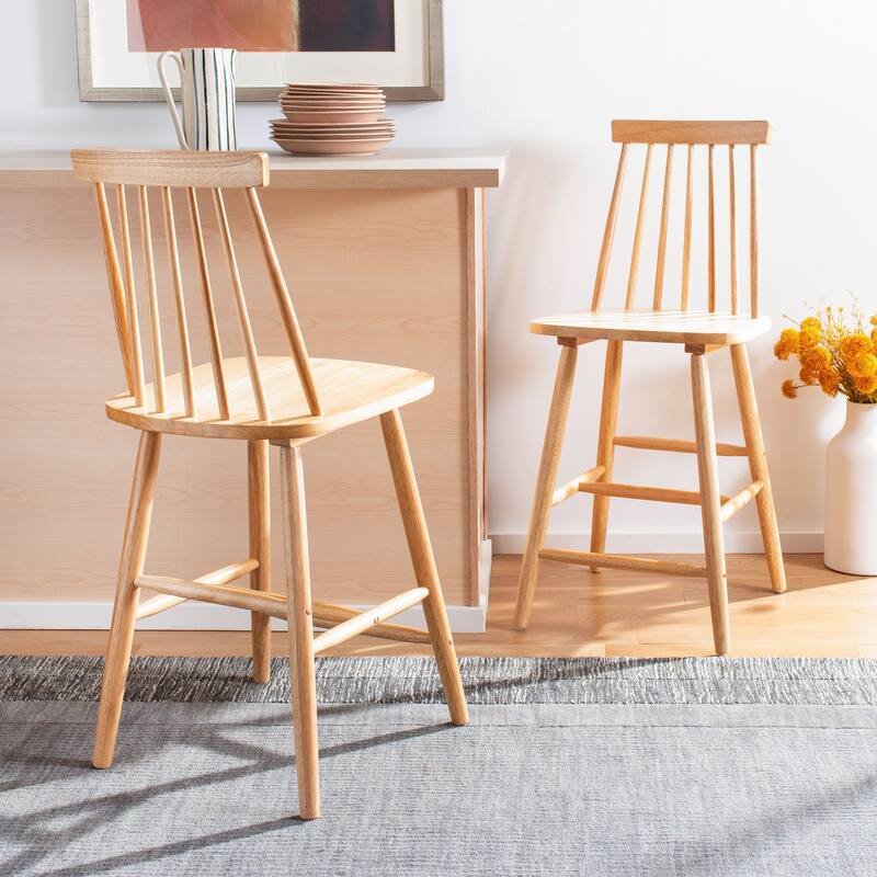 SAFAVIEH Zillah 24-inch Spindle Farmhouse Counter Stool (Set of 2) - 17.7" x 20.5" x 39.1" - 18"W x 21"D x 39"H