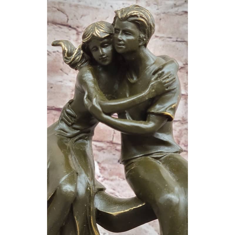 Romantic Couple Bronze Sculpture – Embracing Love Figurine By Patoue
