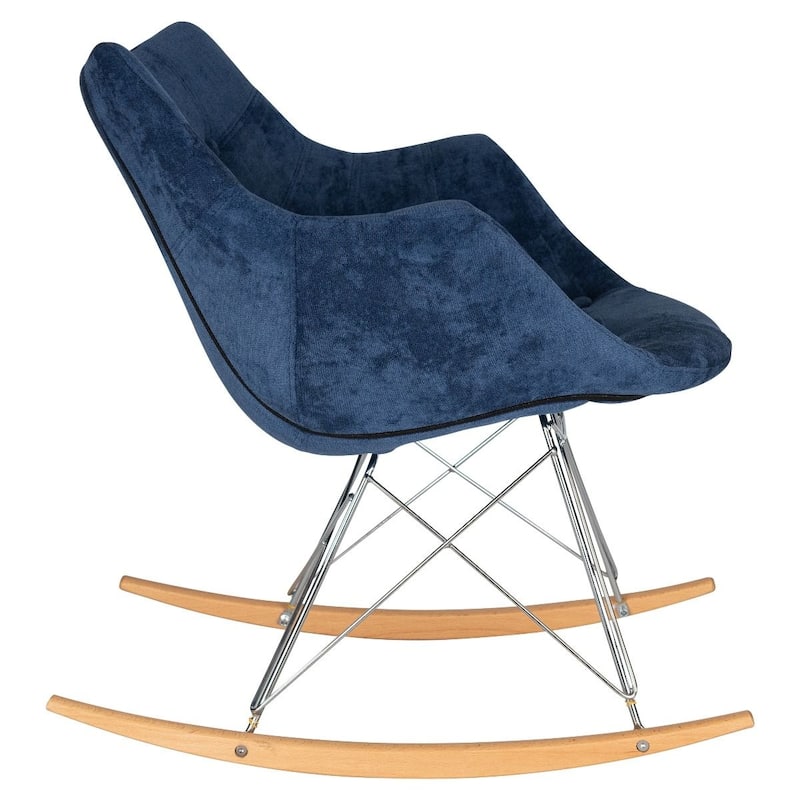 Willow Modern Velvet Upholstered Rocking Nursery Chair - Mid Century Accent Armchair for Home Living Bedroom Indoor & Outdoor