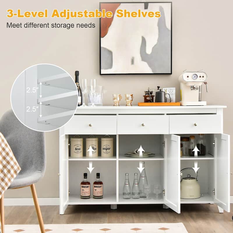 Gymax Buffet Sideboard Kitchen Storage Cupboard Wooden Bar Cabinet w/