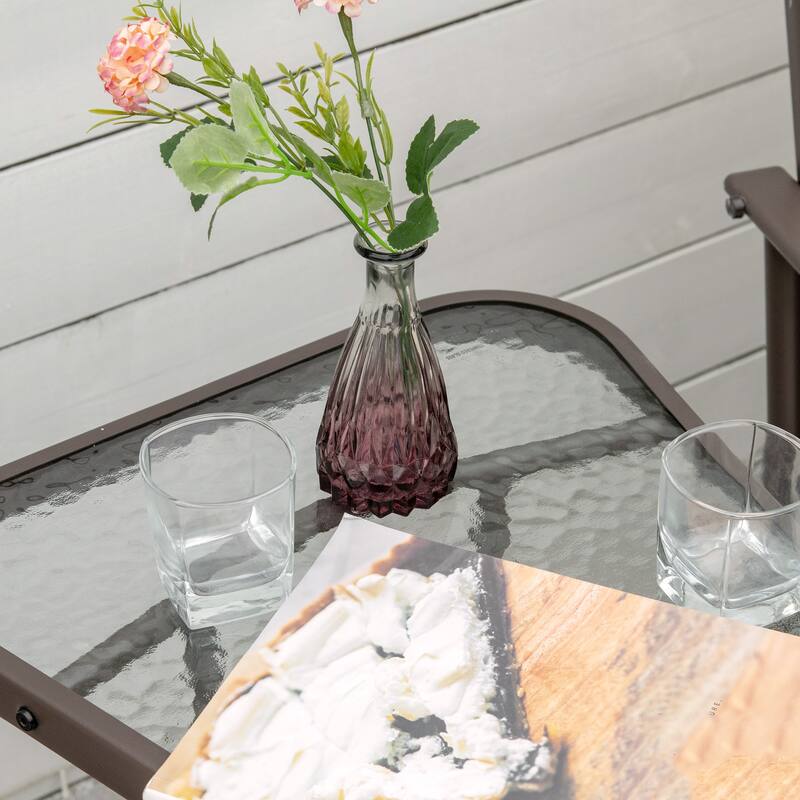 2-Person Outdoor Glider Loveseat with Built-In Table, Dual Rocking Patio Chairs with Steel Frame and Breathable Sling Fabric