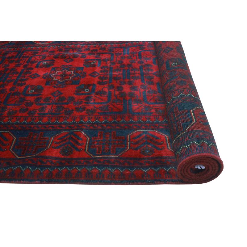 Khamyab Zarmina Red/Navy Runner - 2'11" x 18'11"