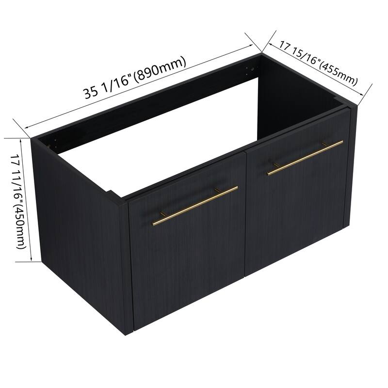 Modern Floating 24-Inch Bathroom Vanity Cabinet, Black Chestnut with Ample Storage, No Top Sink Included