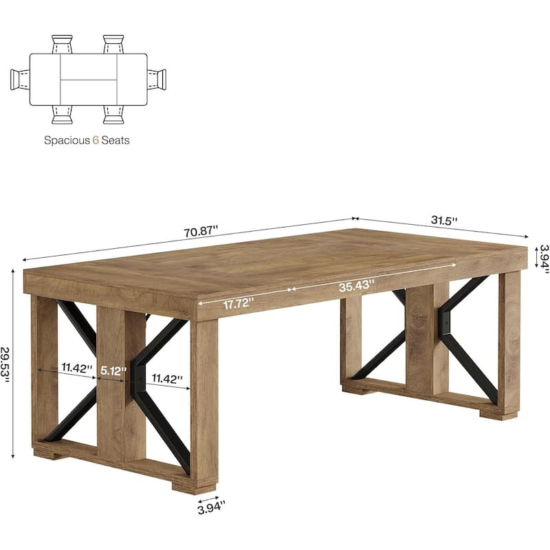 70.8-Inch Rectangle Conference Table Meeting Table for 6-8 People