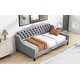 preview thumbnail 6 of 10, Gray Luxury Twin Size Velvet Upholstered Tufted Button Daybed, Sofa Bed for Bedroom and Living Room, Wooden Slats Support