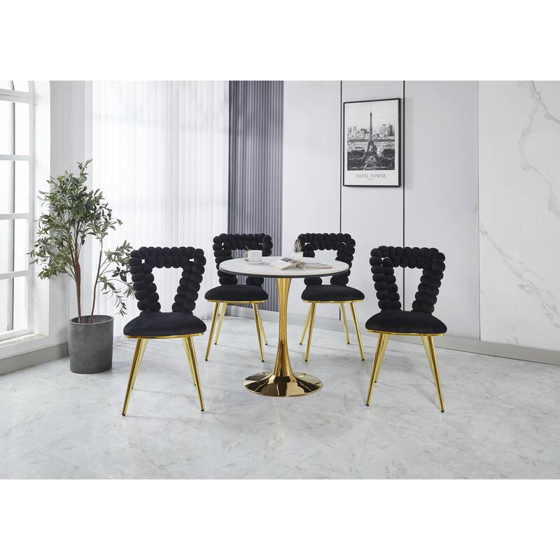 Modern Chair Set (2) with Golden Iron Tube Legs