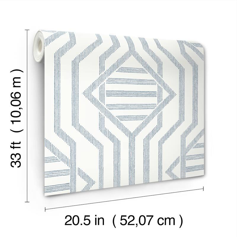 A-Street Prints Essex Dark Blue Geometric Wallpaper