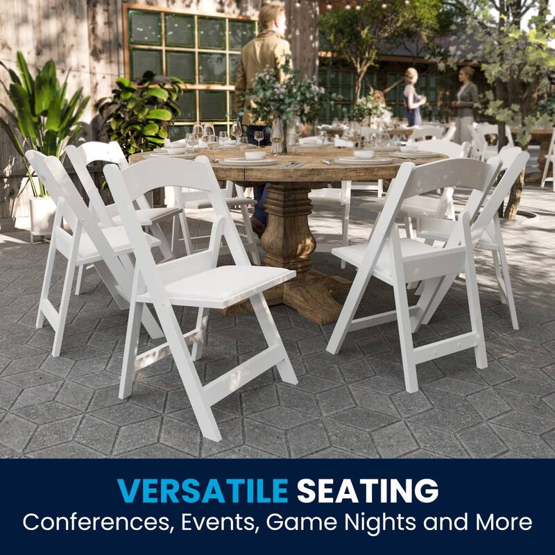Lightweight Resin Folding Chairs with Vinyl Seats (Set of 4)