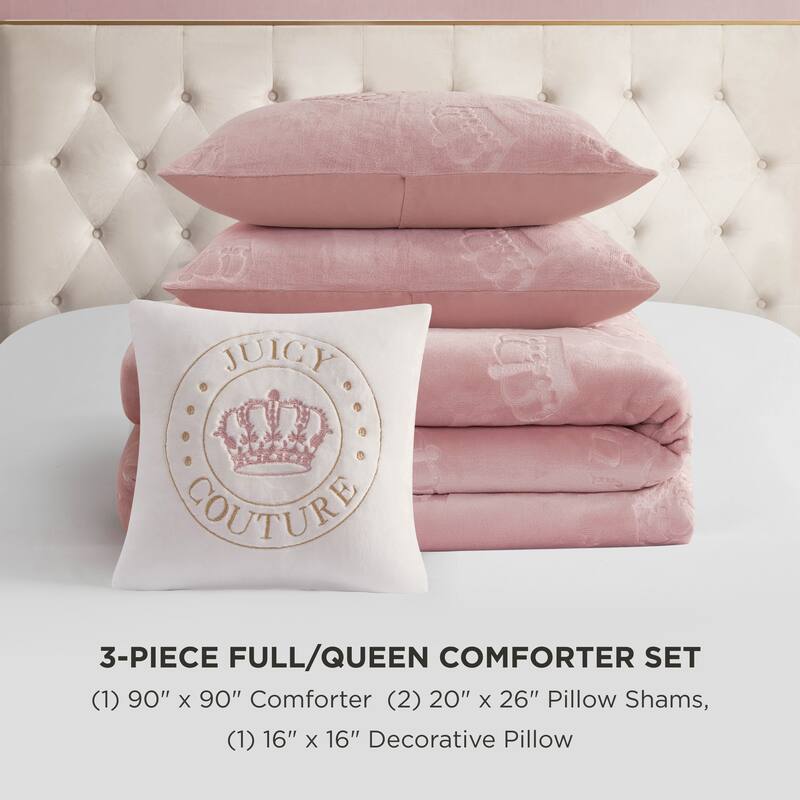 Juicy Couture Embossed Plush Crown Comforter Sets