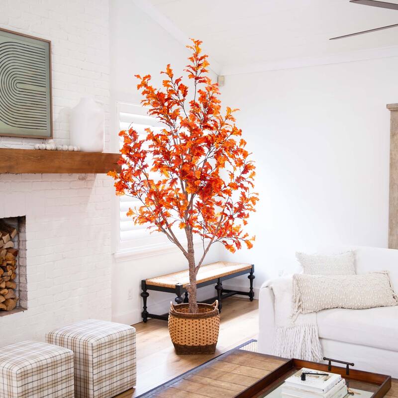 Potted Artificial Oak Tree - 9' - Unlit