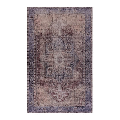 LOOM & LUXE Burgundy/Blue Area Rugs for Living Room