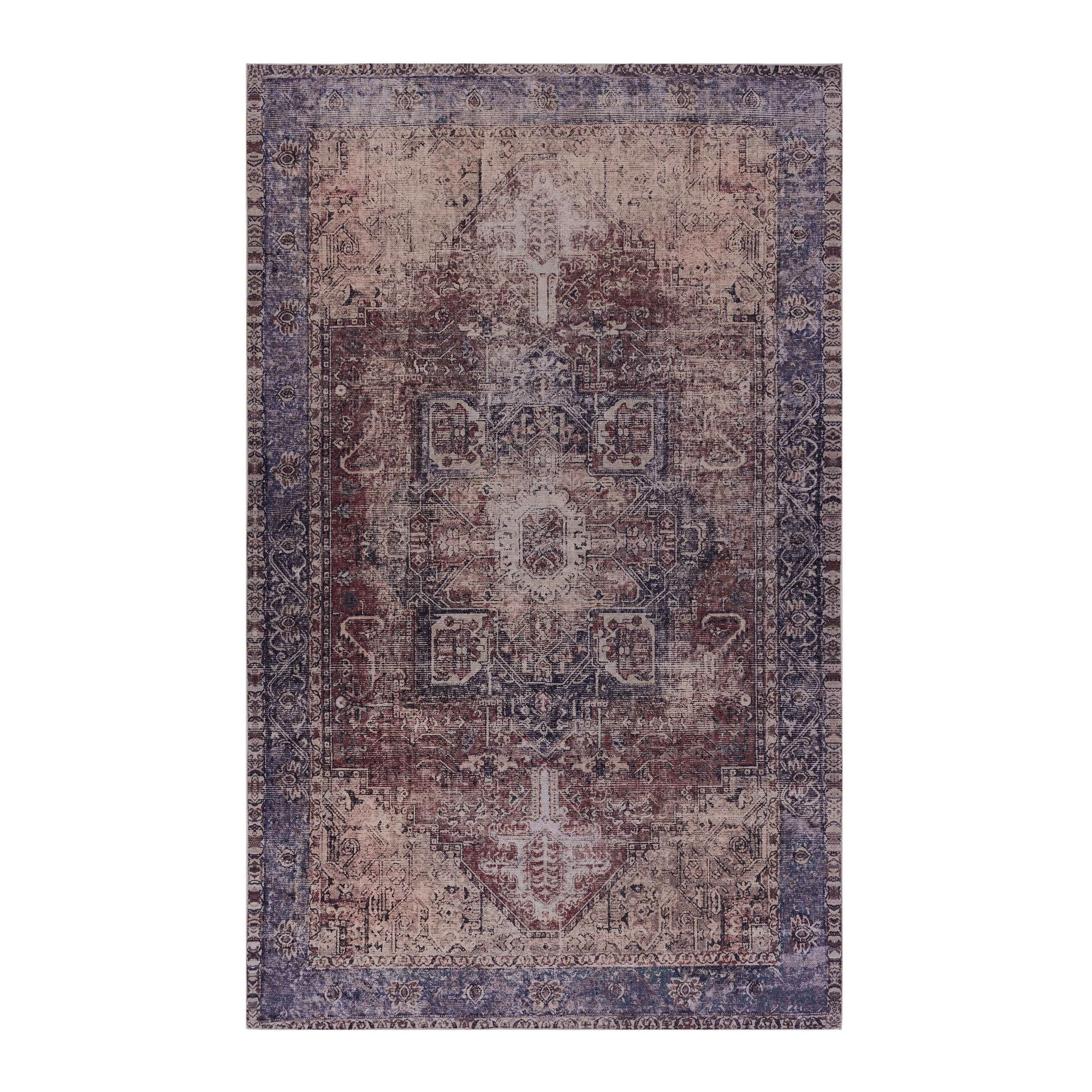 MAVAL Burgundy Washable Non-Shedding Area Rug
