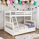 preview thumbnail 2 of 11, House Bed with Roof Design Twin/Twin House Bunk Bed With Shelves And Drawers,Sturdy Construction Loft Bed-White