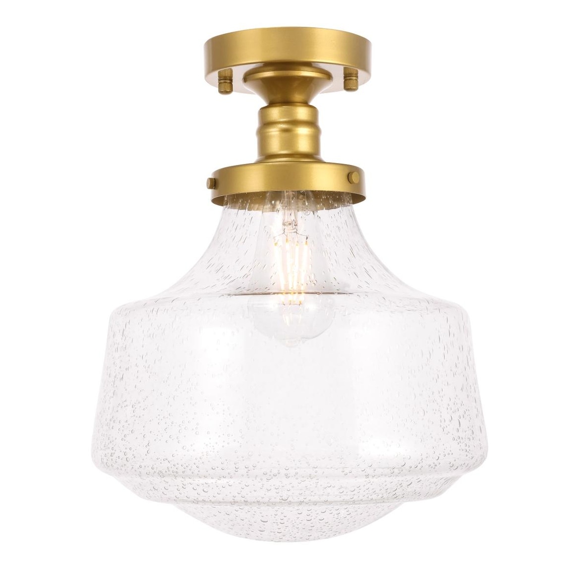 Klyle 1-Light Clear Bubble Glass Flush mount - Overstock - 26975386
