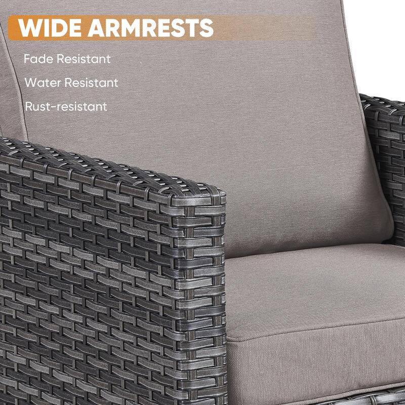 Wicker Patio Conversation Set with Fire Pit Table