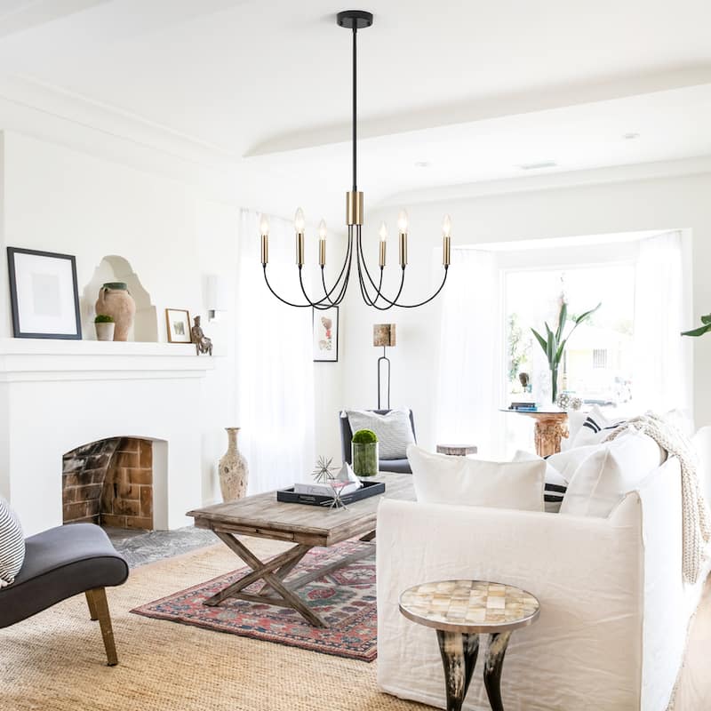 Modern Minimalist 6 - Light Hanging Candlestick Chandelier for Living Room Kitchen Island Bedroom Entryway - N/A