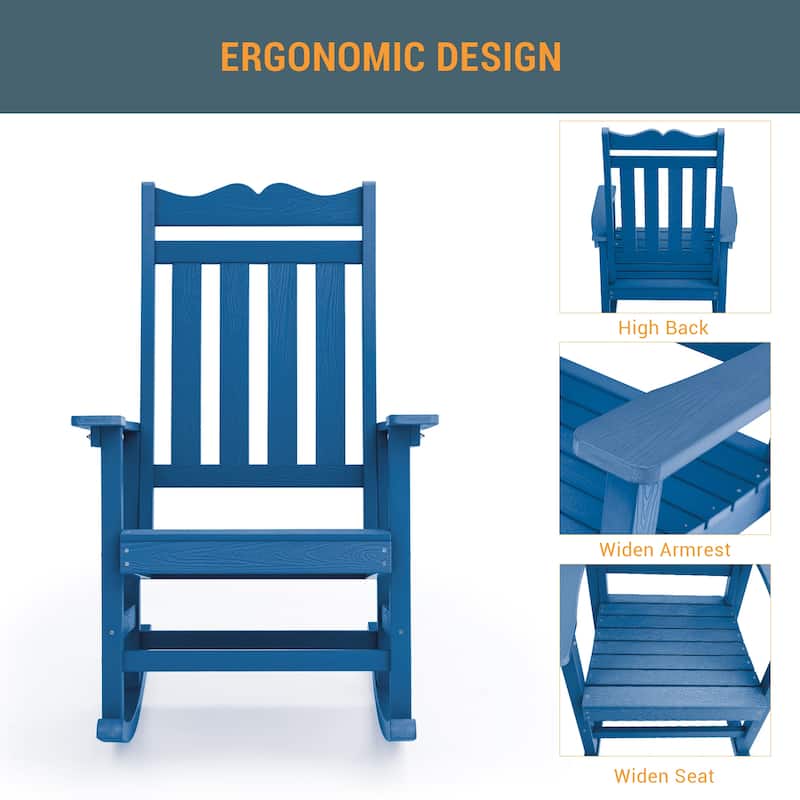 LIVOOSUN Patio Adirondack Chair Outdoor Plastic Rocking Chair