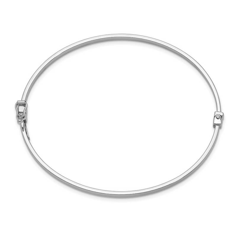 Curata 3mm 14k White Polished Hinged Cuff Stackable Bangle Bracelet- 7 Inch
