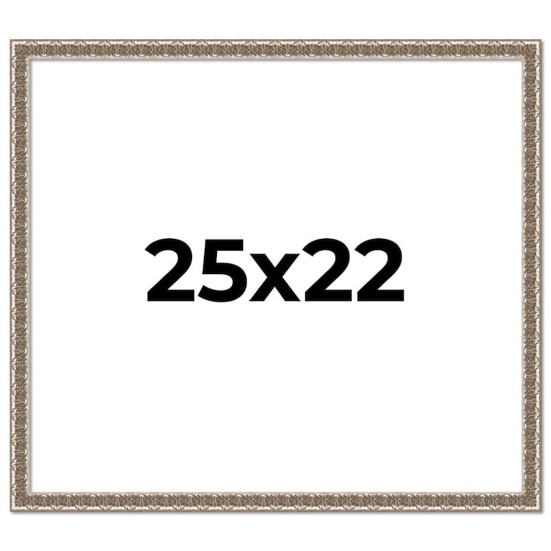 25x22 Frame Silver Versailles Ornate Solid Wood Picture Frame | 1 Inch