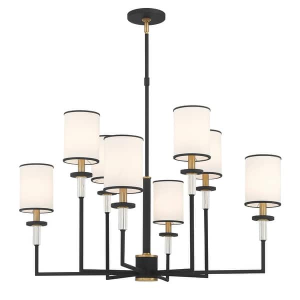 slide 2 of 5, Hatfield 8 Light Black Forged + Vibrant Gold Chandelier