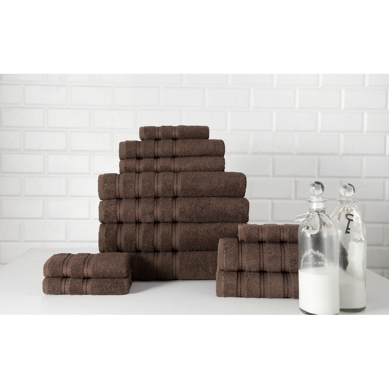 Antalya Hotel Collection Turkish Cotton Bathroom Towel 12 Pc Family Set