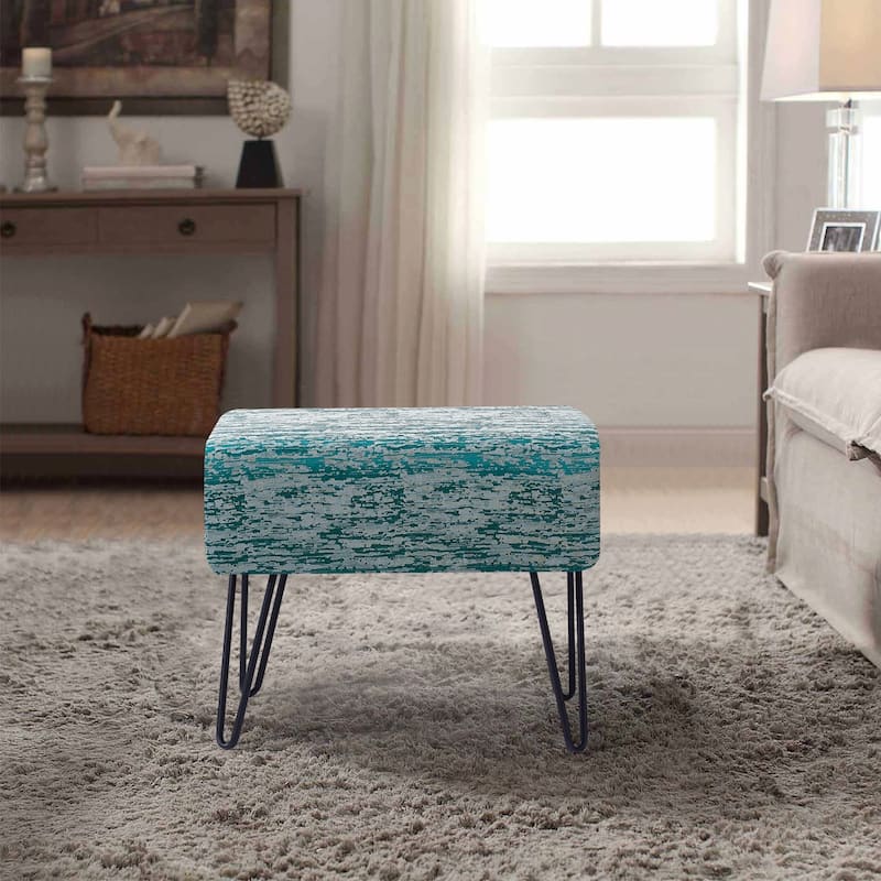 Serenta Jacquard Retro Ottoman - 19" x 13" x 17"H - Benin - Alhambra